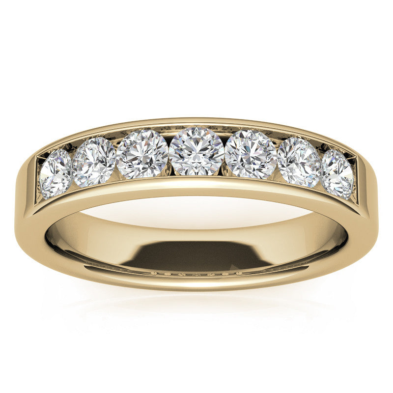 7-Stone 3mm Round Channel Moissanite Anniversary Ring 0.70ct