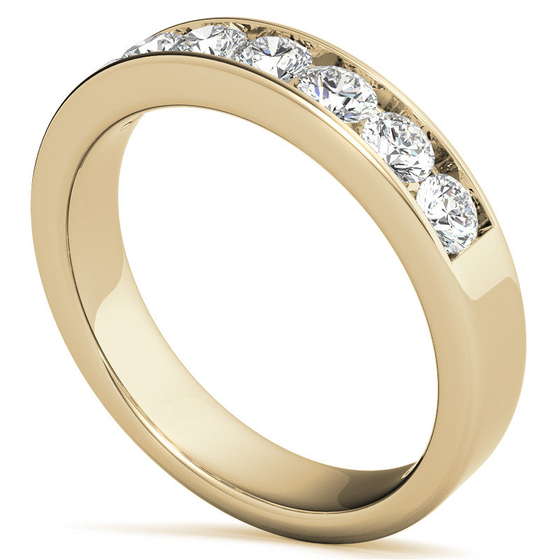 7-Stone 3mm Round Channel Moissanite Anniversary Ring 0.70ct
