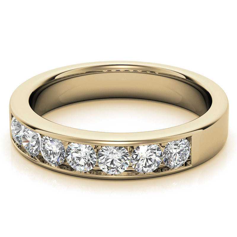 7-Stone 3mm Round Channel Moissanite Anniversary Ring 0.70ct