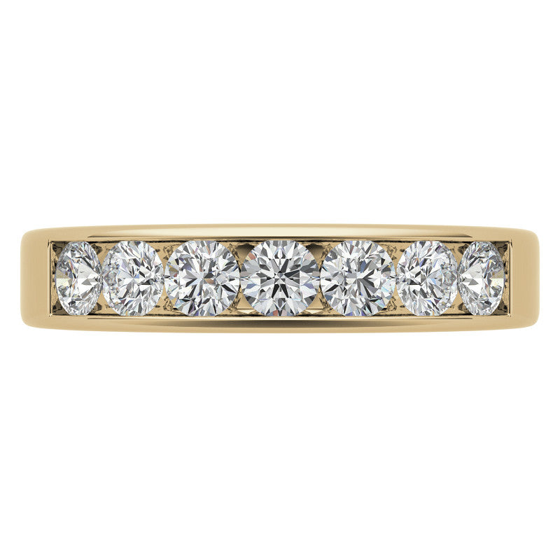 7-Stone 3mm Round Channel Moissanite Anniversary Ring 0.70ct