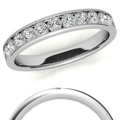 2.5mm 11-Stone Round Brilliant Moissanite Channel Anniversary Ring, 0.66ct