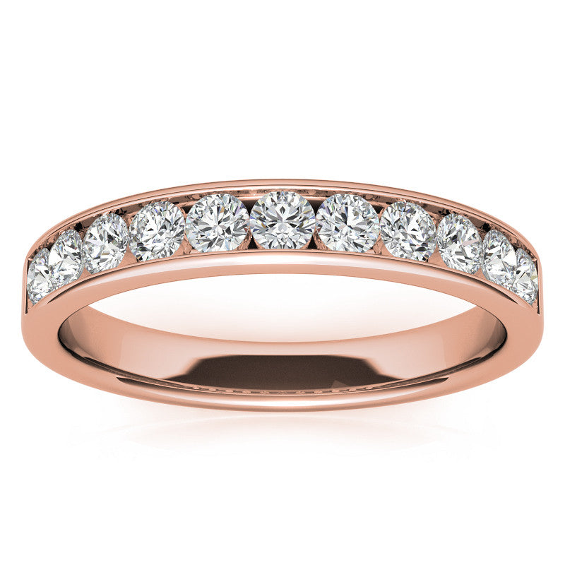 2.5mm 11-Stone Round Brilliant Moissanite Channel Anniversary Ring, 0.66ct