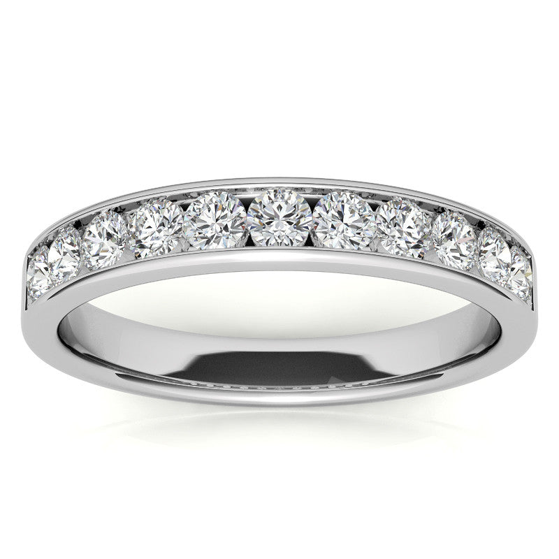 2.5mm 11-Stone Round Brilliant Moissanite Channel Anniversary Ring, 0.66ct