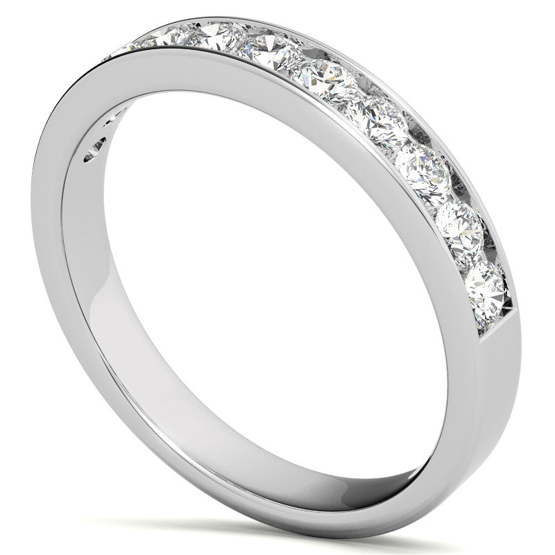 2.5mm 11-Stone Round Brilliant Moissanite Channel Anniversary Ring, 0.66ct
