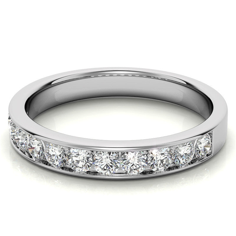 2.5mm 11-Stone Round Brilliant Moissanite Channel Anniversary Ring, 0.66ct