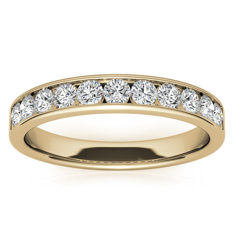 2.5mm 11-Stone Round Brilliant Moissanite Channel Anniversary Ring, 0.66ct