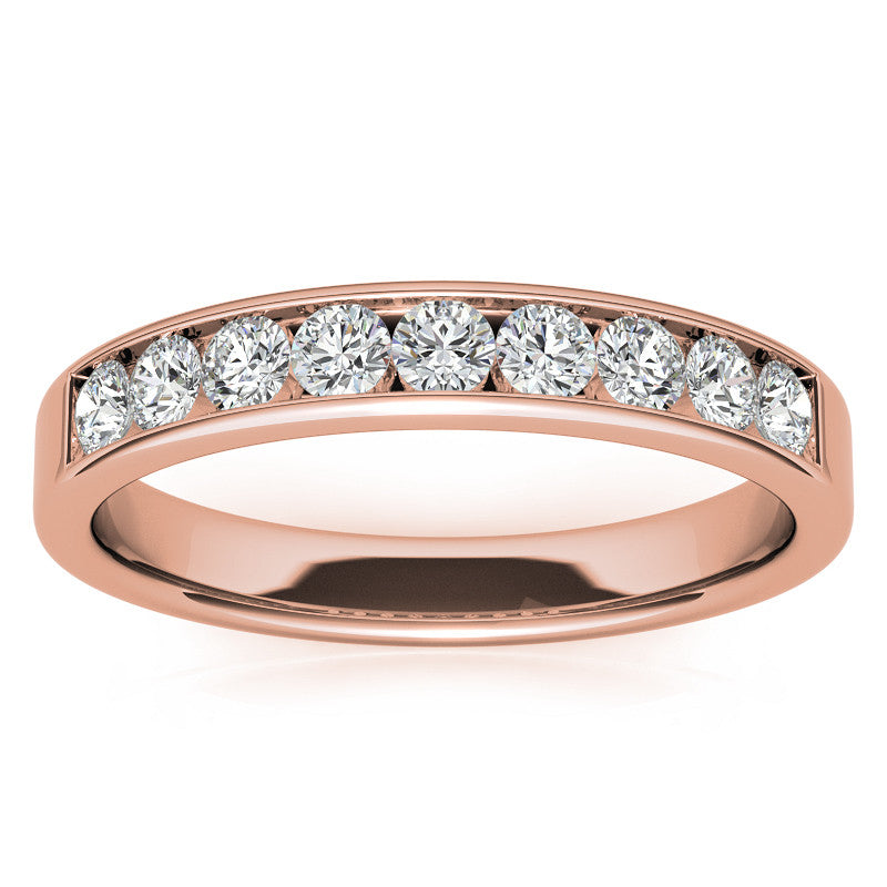 2.5mm 9-Stone Round Brilliant Moissanite Channel Anniversary Ring, 0.54ct