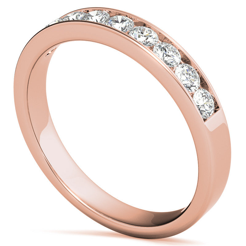 2.5mm 9-Stone Round Brilliant Moissanite Channel Anniversary Ring, 0.54ct