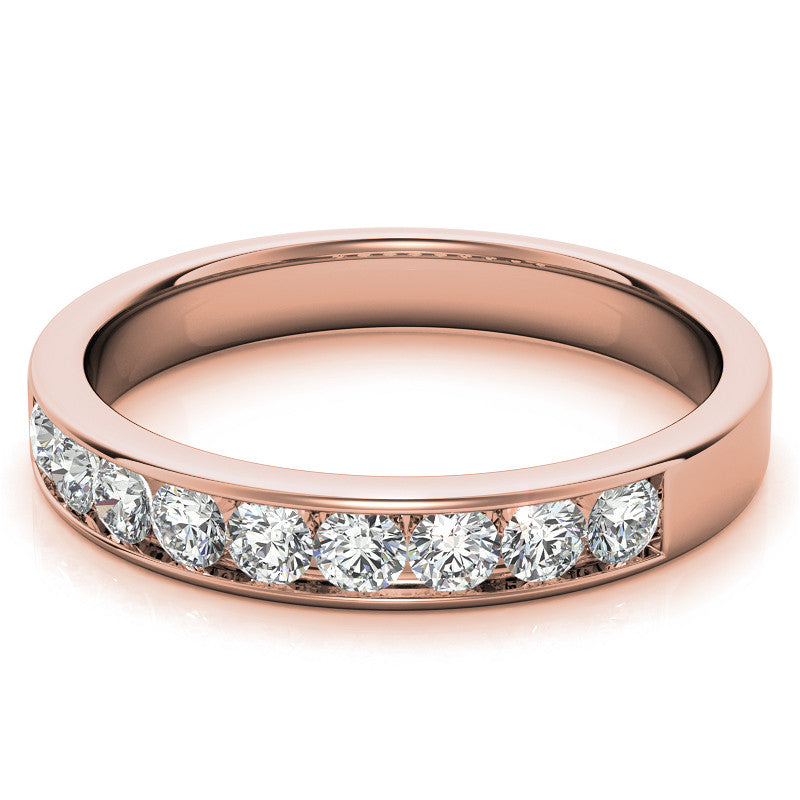2.5mm 9-Stone Round Brilliant Moissanite Channel Anniversary Ring, 0.54ct