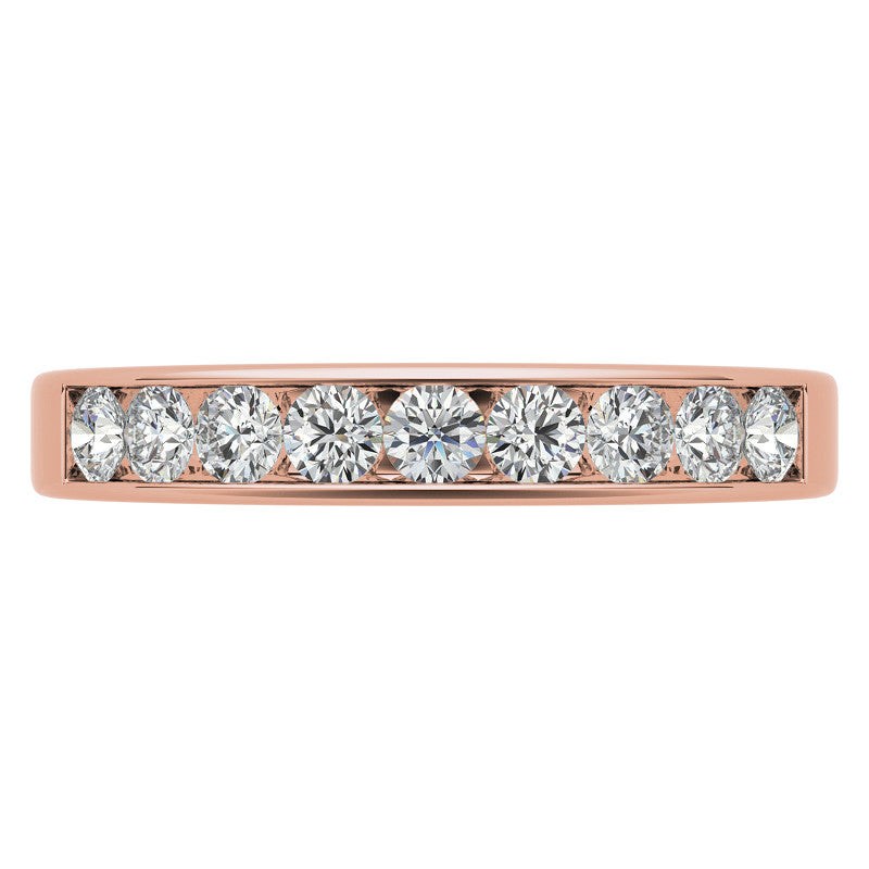 2.5mm 9-Stone Round Brilliant Moissanite Channel Anniversary Ring, 0.54ct