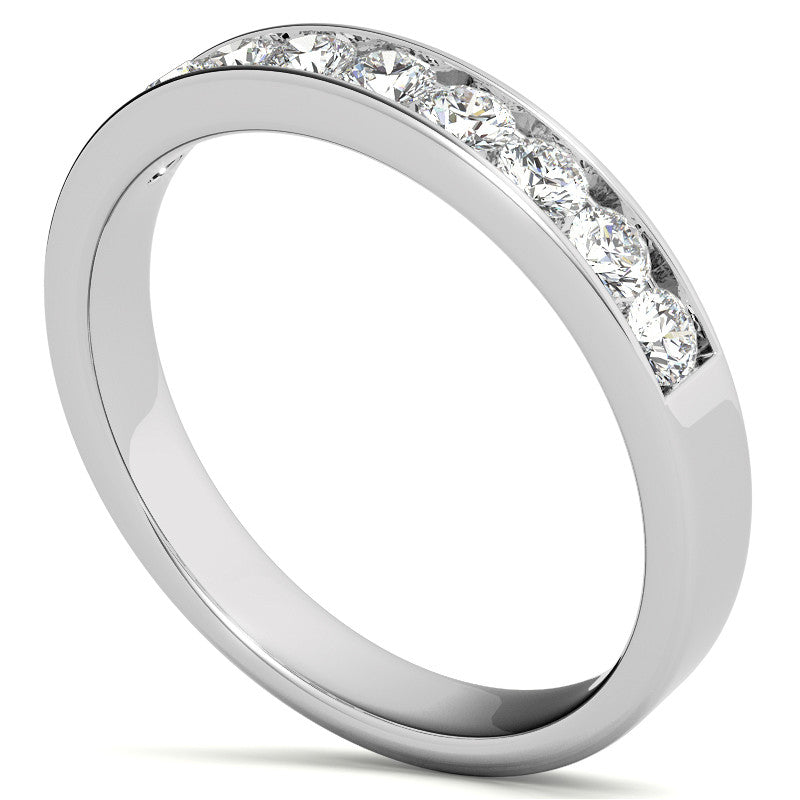 2.5mm 9-Stone Round Brilliant Moissanite Channel Anniversary Ring, 0.54ct