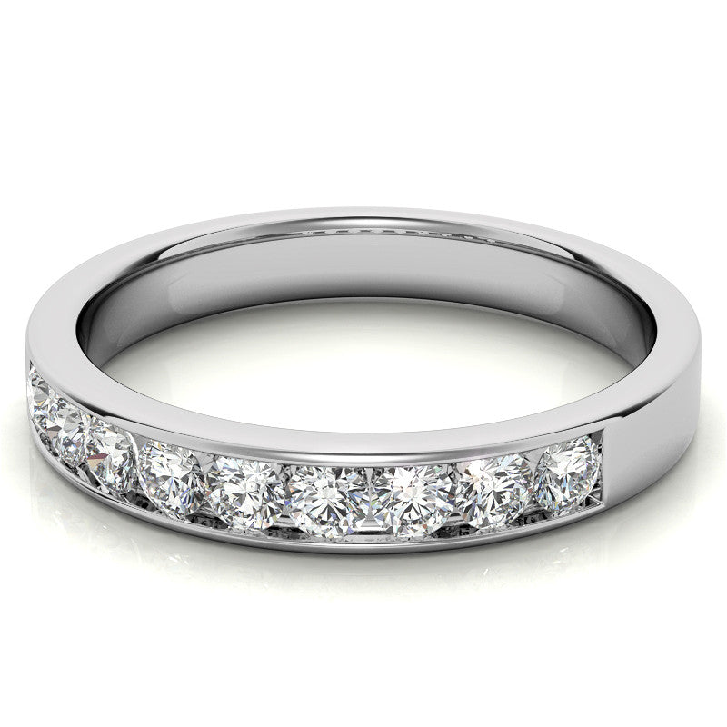 2.5mm 9-Stone Round Brilliant Moissanite Channel Anniversary Ring, 0.54ct