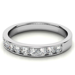 2.5mm 9-Stone Round Brilliant Moissanite Channel Anniversary Ring, 0.54ct