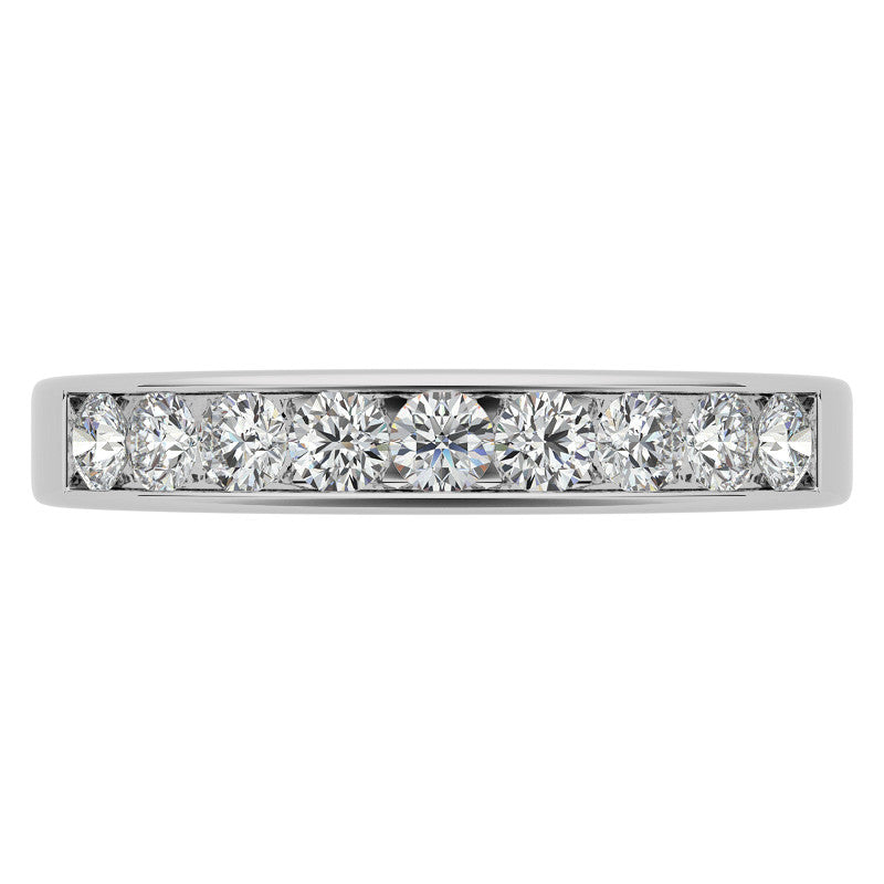 2.5mm 9-Stone Round Brilliant Moissanite Channel Anniversary Ring, 0.54ct