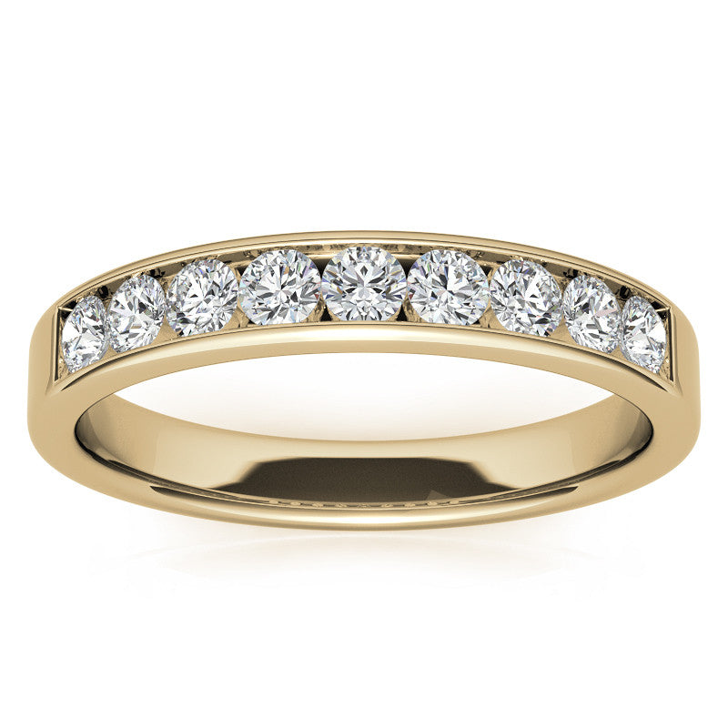 2.5mm 9-Stone Round Brilliant Moissanite Channel Anniversary Ring, 0.54ct