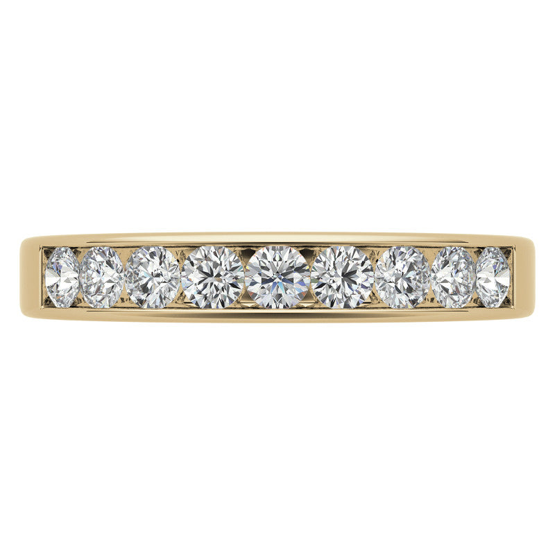 2.5mm 9-Stone Round Brilliant Moissanite Channel Anniversary Ring, 0.54ct