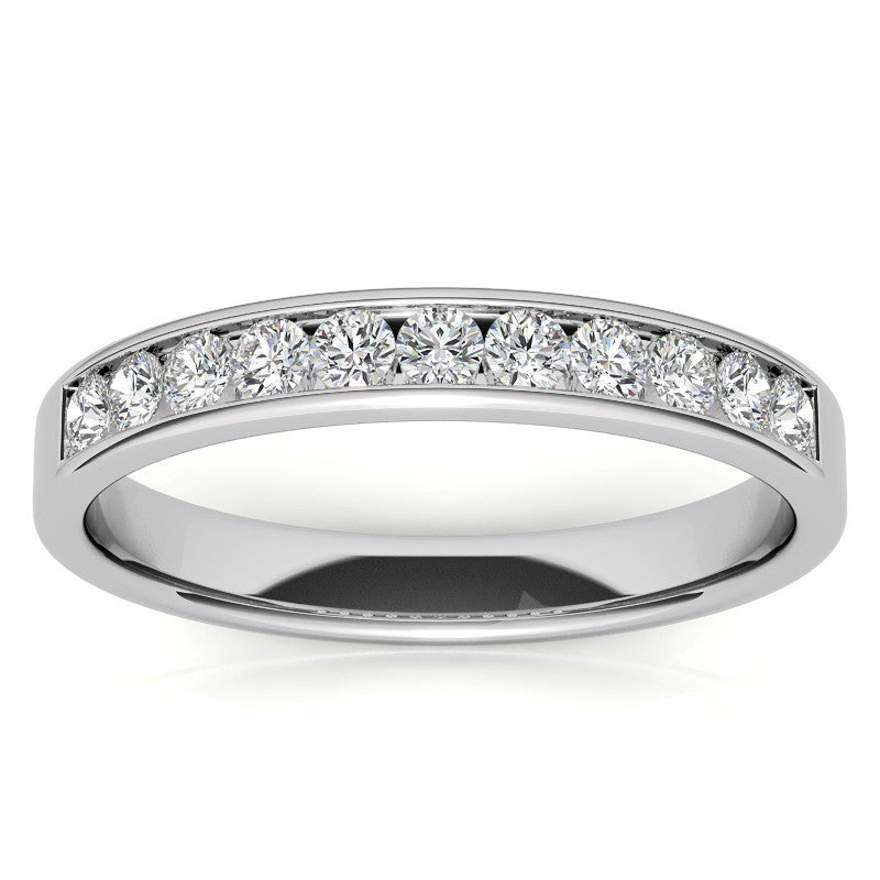 2mm 11-Stone Round Moissanite Channel Anniversary Ring, 0.33ct