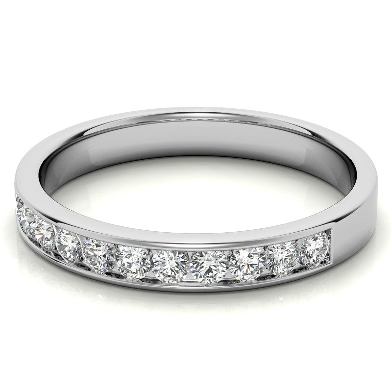 2mm 11-Stone Round Moissanite Channel Anniversary Ring, 0.33ct