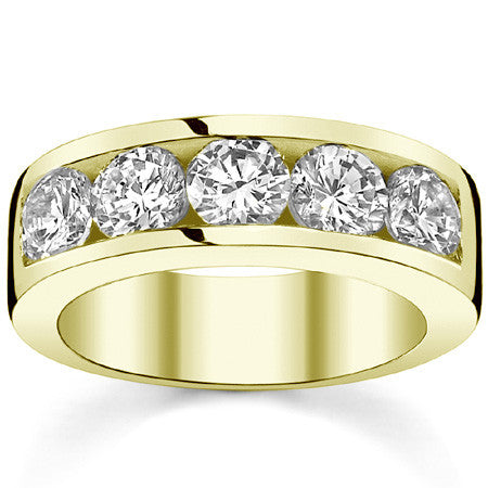4.5mm 5-Stone Round Brilliant Moissanite Channel Anniversary Ring, 1.66ct