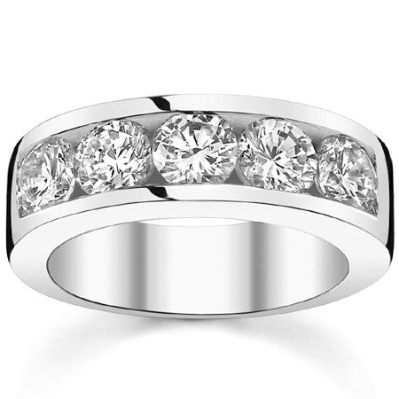 4.5mm 5-Stone Round Brilliant Moissanite Channel Anniversary Ring, 1.66ct