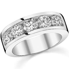 4.5mm 5-Stone Round Brilliant Moissanite Channel Anniversary Ring, 1.66ct