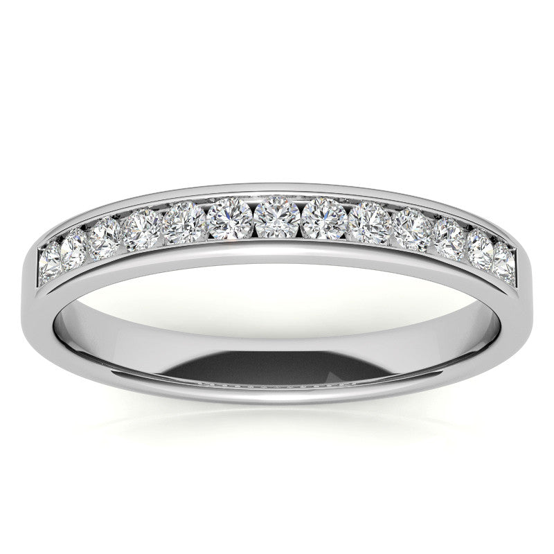1.8mm 13-Stone Round Moissanite Channel Anniversary Ring 0.26ct
