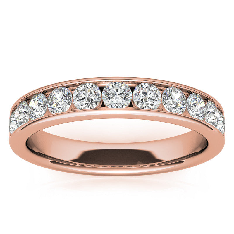 2.7mm 11-Stone Round Brilliant Moissanite Channel Anniversary Ring 0.88ct