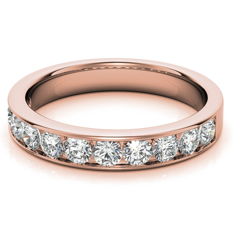 2.7mm 11-Stone Round Brilliant Moissanite Channel Anniversary Ring 0.88ct