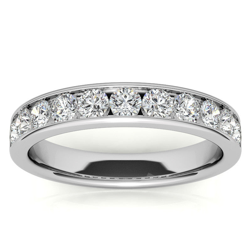 2.7mm 11-Stone Round Brilliant Moissanite Channel Anniversary Ring 0.88ct
