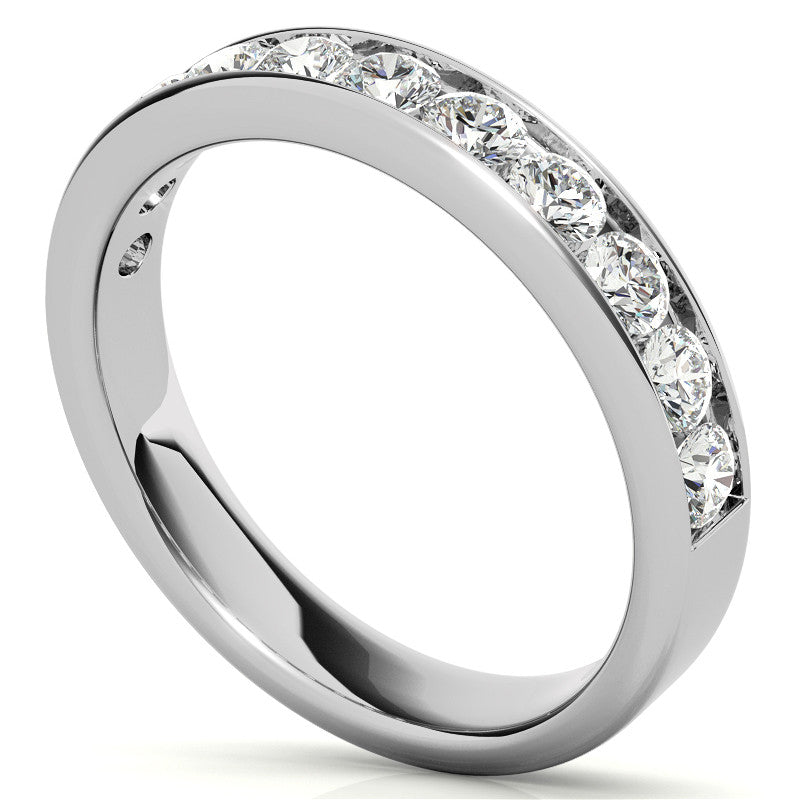 2.7mm 11-Stone Round Brilliant Moissanite Channel Anniversary Ring 0.88ct