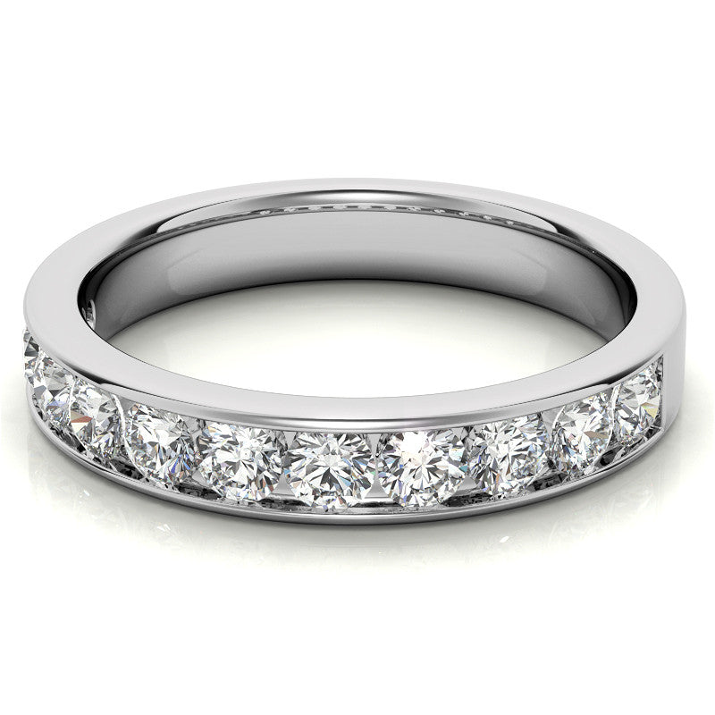 2.7mm 11-Stone Round Brilliant Moissanite Channel Anniversary Ring 0.88ct