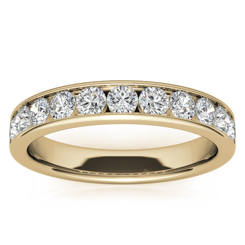 2.7mm 11-Stone Round Brilliant Moissanite Channel Anniversary Ring 0.88ct