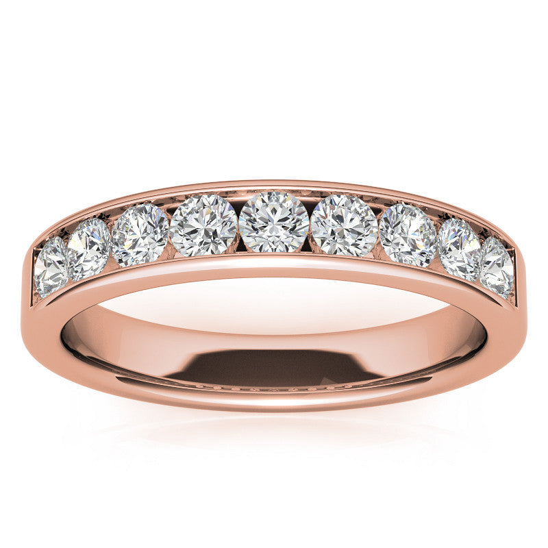 2.7mm 9-Stone Round Brilliant Moissanite Channel Anniversary Ring 0.72ct