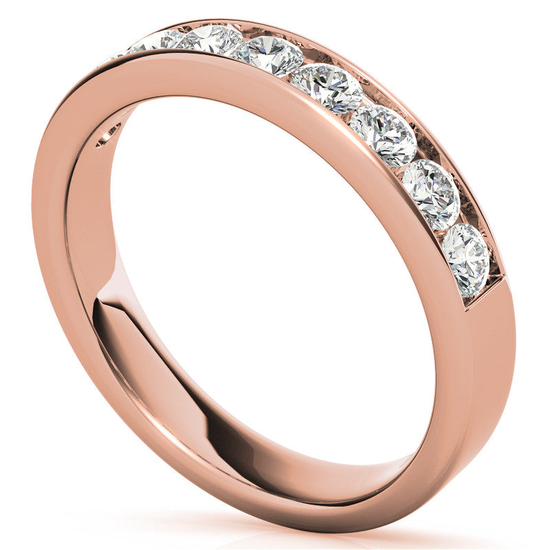 2.7mm 9-Stone Round Brilliant Moissanite Channel Anniversary Ring 0.72ct