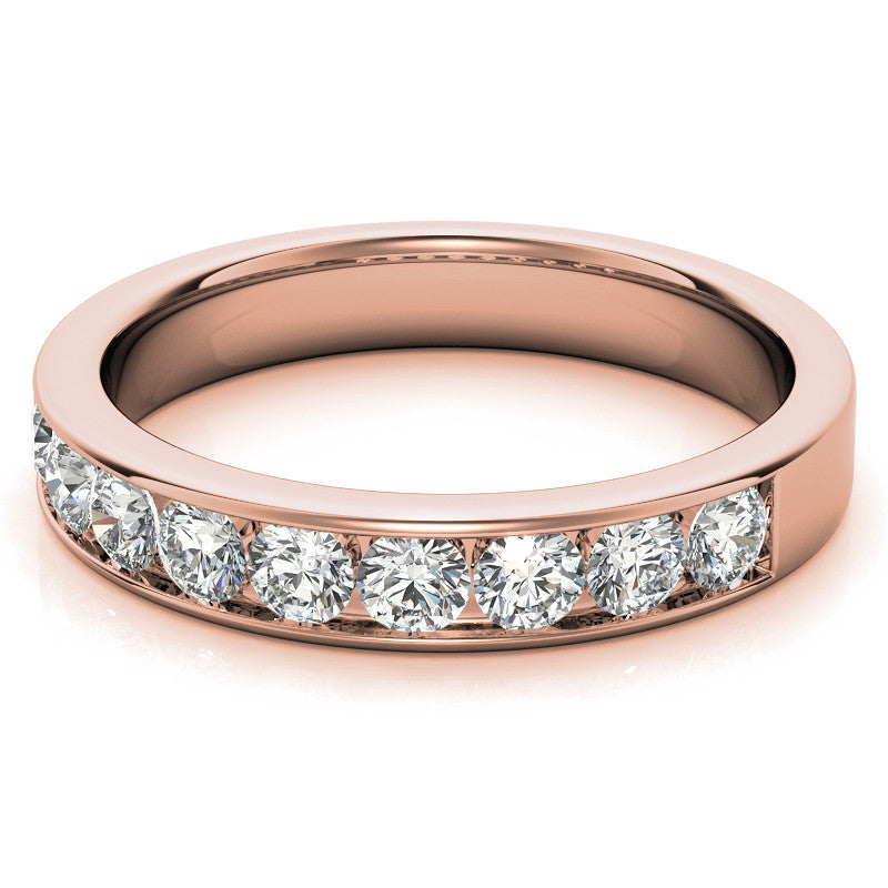 2.7mm 9-Stone Round Brilliant Moissanite Channel Anniversary Ring 0.72ct