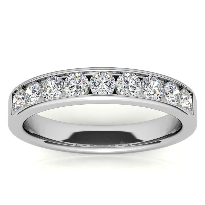 2.7mm 9-Stone Round Brilliant Moissanite Channel Anniversary Ring 0.72ct