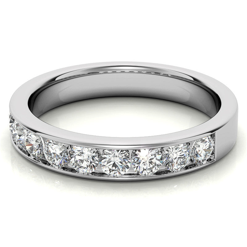 2.7mm 9-Stone Round Brilliant Moissanite Channel Anniversary Ring 0.72ct