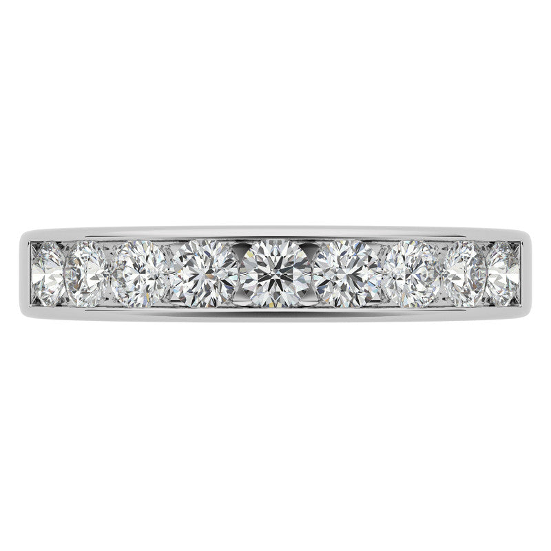 2.7mm 9-Stone Round Brilliant Moissanite Channel Anniversary Ring 0.72ct