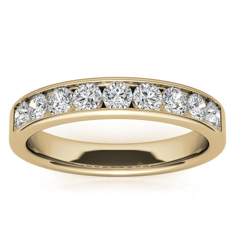 2.7mm 9-Stone Round Brilliant Moissanite Channel Anniversary Ring 0.72ct