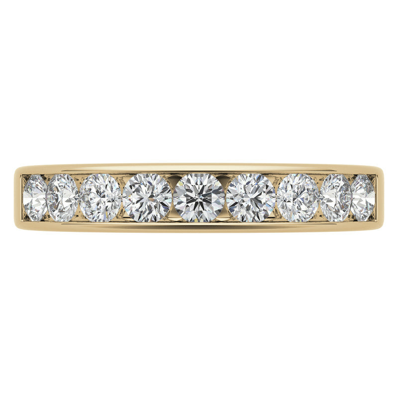 2.7mm 9-Stone Round Brilliant Moissanite Channel Anniversary Ring 0.72ct