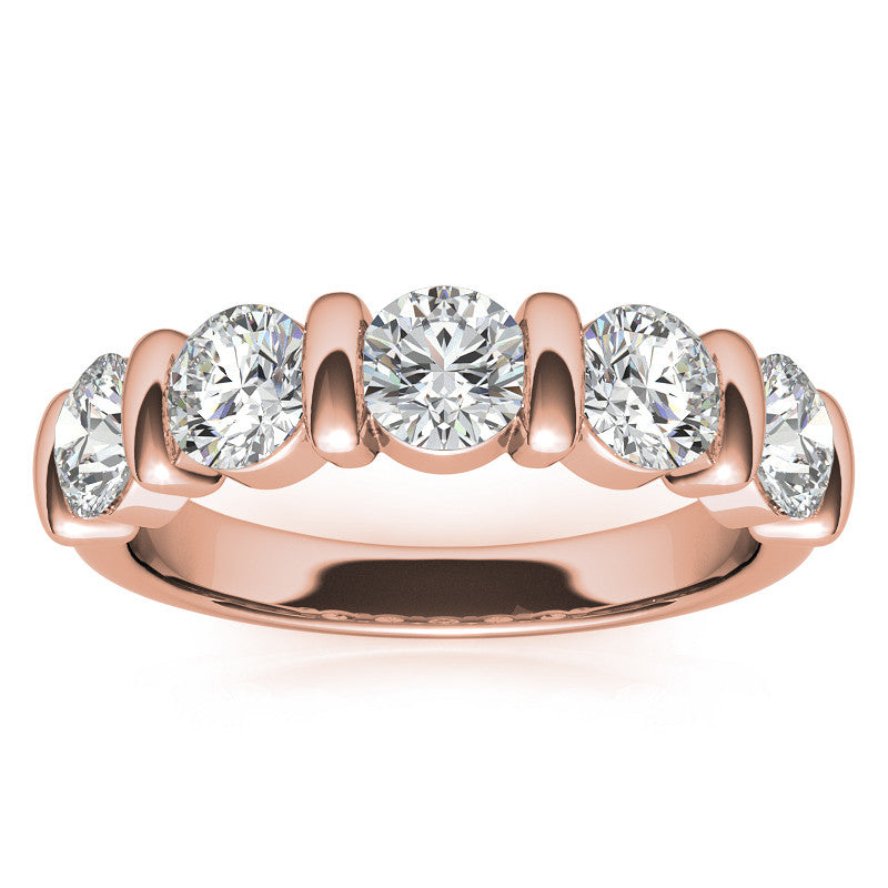 4.5mm Round Brilliant Moissanite Bar Anniversary Ring, 1.65ct