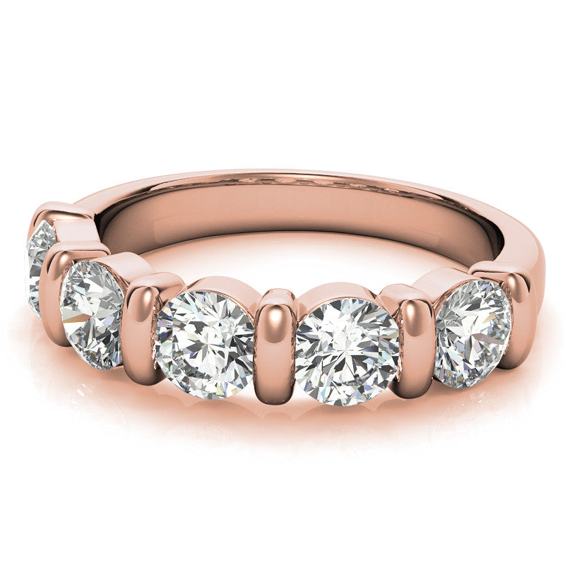 4.5mm Round Brilliant Moissanite Bar Anniversary Ring, 1.65ct