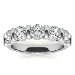 4.5mm Round Brilliant Moissanite Bar Anniversary Ring, 1.65ct