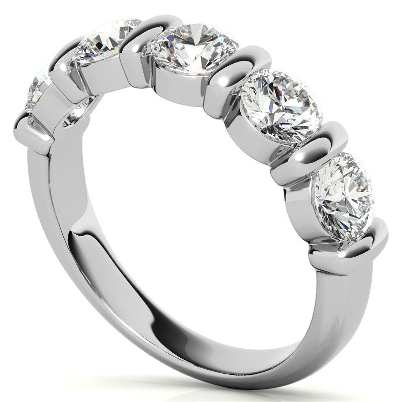 4.5mm Round Brilliant Moissanite Bar Anniversary Ring, 1.65ct
