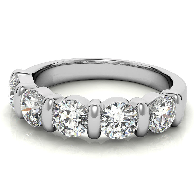 4.5mm Round Brilliant Moissanite Bar Anniversary Ring, 1.65ct