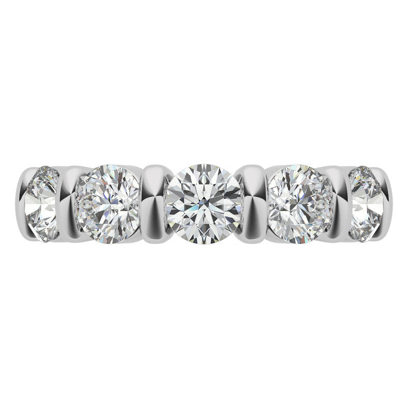 4.5mm Round Brilliant Moissanite Bar Anniversary Ring, 1.65ct