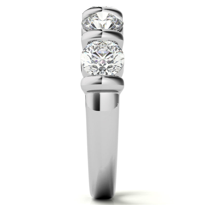 4.5mm Round Brilliant Moissanite Bar Anniversary Ring, 1.65ct