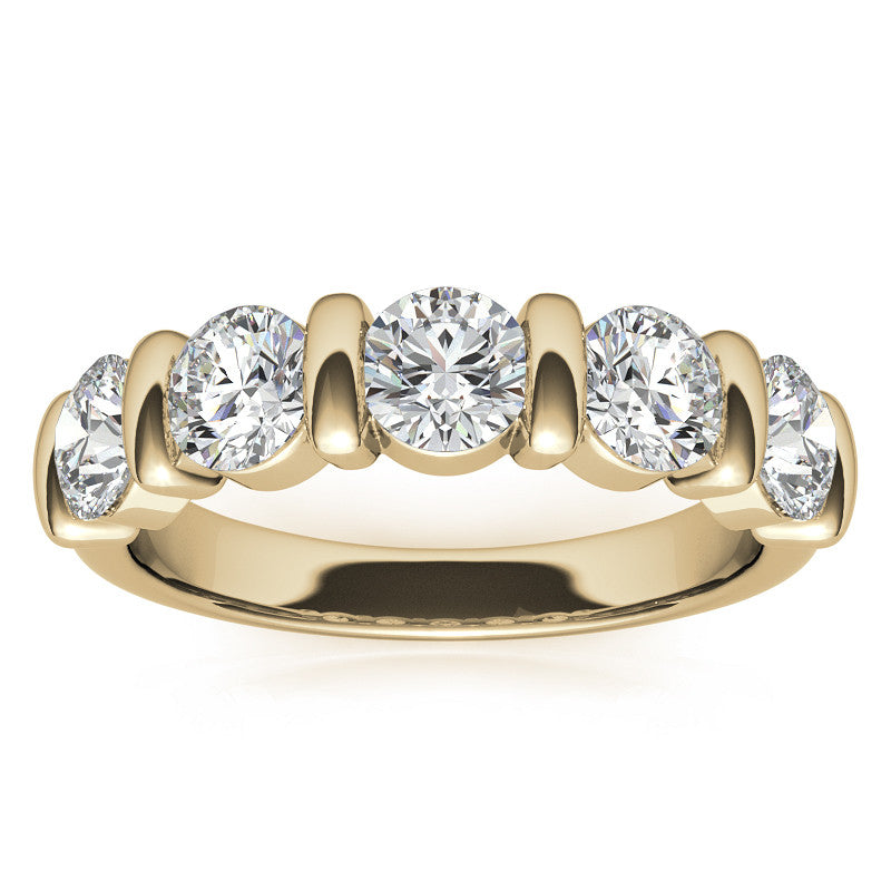 4.5mm Round Brilliant Moissanite Bar Anniversary Ring, 1.65ct