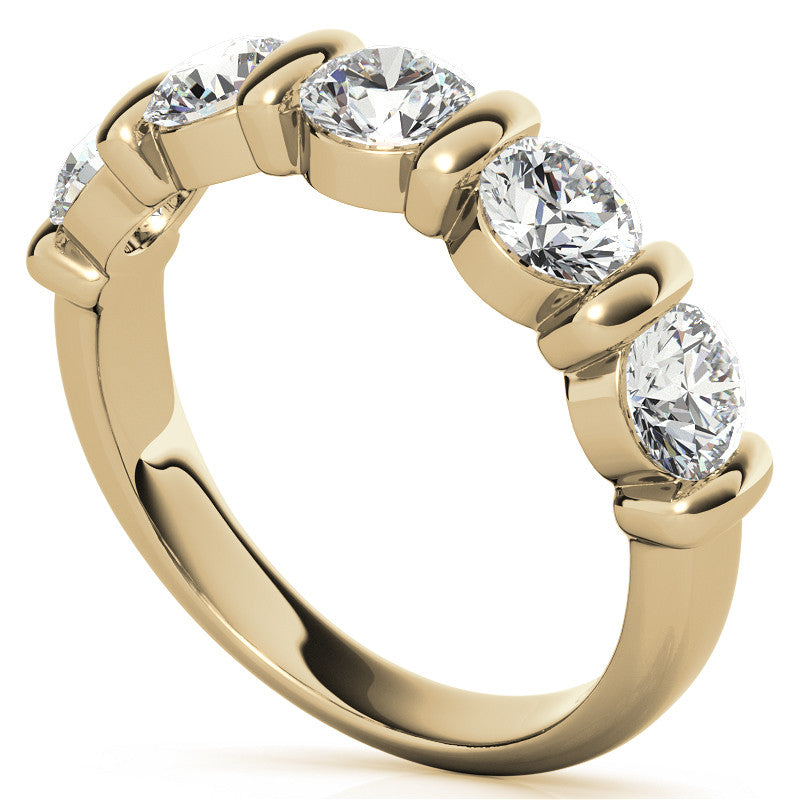 4.5mm Round Brilliant Moissanite Bar Anniversary Ring, 1.65ct