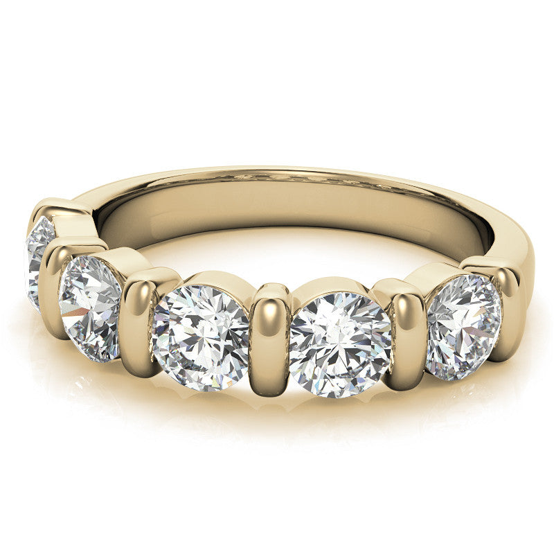4.5mm Round Brilliant Moissanite Bar Anniversary Ring, 1.65ct